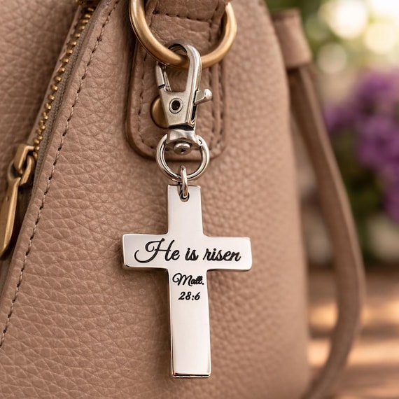 He Is Risen Cross Clip Charm Matthew 28 6