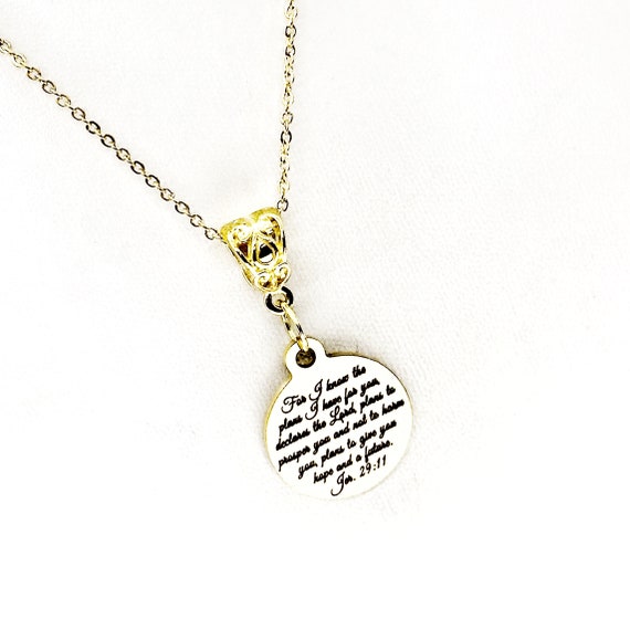 For I Know The Plans I Have For You Goldtone Necklace, Jer 29 11 Scripture Jewelry, Christian Gift, Bible Verse Jewelry, Gift For Her