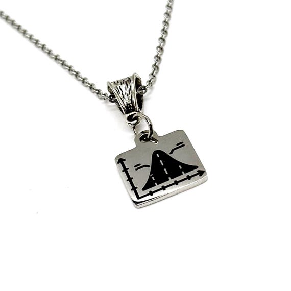 Bell Curve Pendant Necklace, Gift For Her, Daughter Gift, Wife Gift, Sister, Mom, Math Teacher, Statistics Teacher, Chart Graphing Pendant