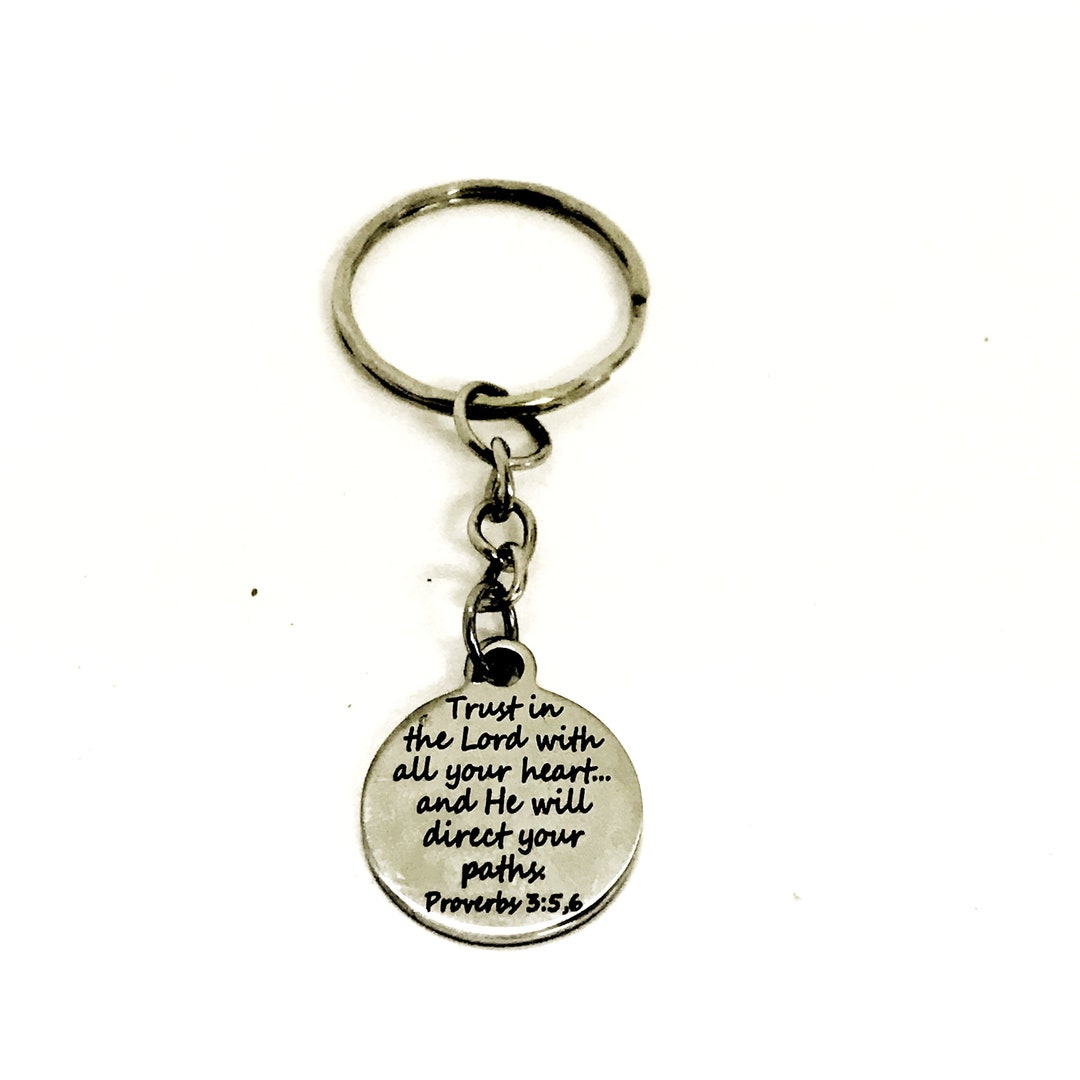 Christian Keychain Trust in the Lord With All Your Heart Etsy