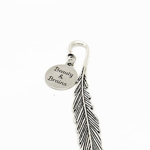 Beauty And Brains Charm Feather Stem Bookmark, Beauty Pageant Gifts, Daughter Gift, Granddaughter Gift, Student Athlete, Gift For Her
