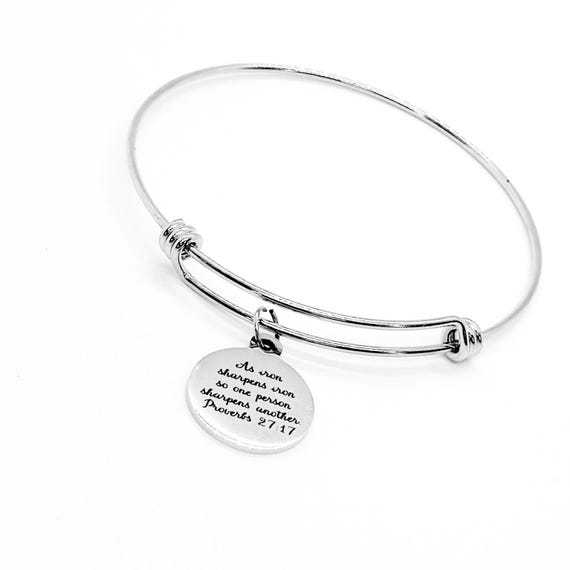 As Iron Sharpens Iron Charm Bracelet, Proverbs 27 17, Sharpen On Another Jewelry, Faith Gift, Recovery, Scripture Jewelry, Christian Gift