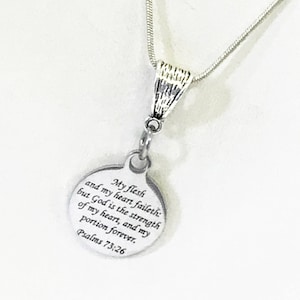 Scripture Necklace Gift, Psalms Necklace, Bible Verse Jewelry, God Is My Strength Necklace, Scripture Jewelry Gift For Her, Sympathy Gift