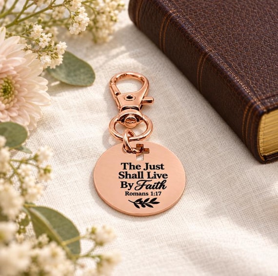 The Just Shall Live By Faith Rose Goldtone Charm