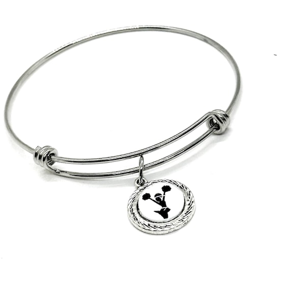 Cheerleader Charm Bracelet, Cheer Mom Gift, Cheer Coach, Pep Squad, Cheer Competition, Wife Gift, Team Mom, Coach’s Wife, Jewelry Gifts