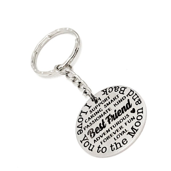 Best Friend Gift, Best Friend Keychain, I Love You To The Moon And Back, Best Friend Words, Keychain Gift, Gift For Best Friend
