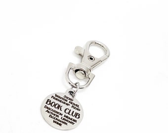 Book Club Gifts, Book Club Words Clip On Charm, Book Club Awards, Reader Gifts, Book Bag Charm, Backpack Charm, Keychain Charm Clip