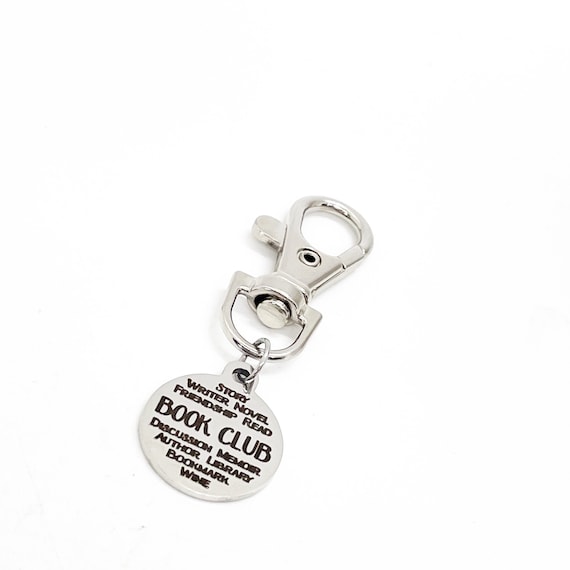 Book Club Gifts, Book Club Words Clip On Charm, Book Club Awards, Reader Gifts, Book Bag Charm, Backpack Charm, Keychain Charm Clip