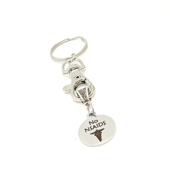 No NSAIDS Charm Keychain, Medical Issue Awareness, Medicine Allergy Notice, Medical Notice Gifts, Gift For Her, Gift For Him, NSAID Notice
