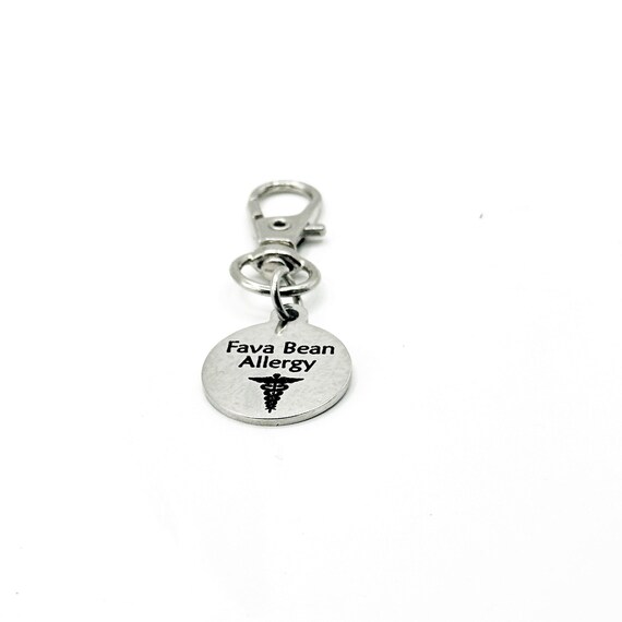 Fava Bean Allergy Medical Alert Clip On Charm Stainless Steel Allergy Charm For Bags Zippers And Keychains