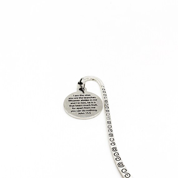 I Am The Vine You Are The Branches Charm Bookmark, John 15 5, Faith Gift, Abide In Him, Apart From God I Can Do Nothing, Bible Bookmark