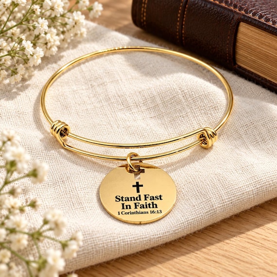 Stand Fast In Faith Goldtone Charm Bracelet