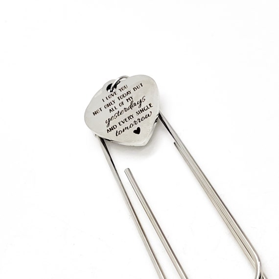 Love Gift, I Love You Bookmark, Yesterday Today Tomorrow, Planner Paper Clip, Wife Gift, Valentines Day Gift, Charm Bookmark, Reader Gift