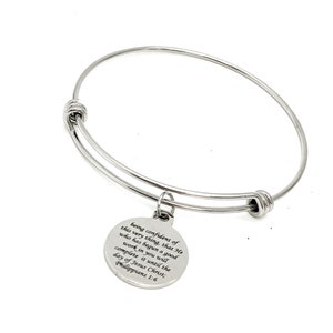 Scripture Gift, He Who Has Started A Good Work In You Will Complete It Charm Bracelet, Philippians 1 6, Scripture Jewelry, Bible Verse Gift