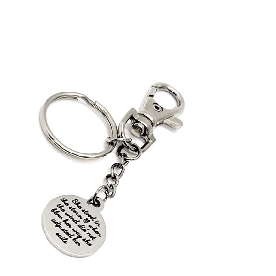 Strong Woman Gift, She Stood In The Storm Keychain, Adjusted Her Sails, Strong Woman Quote, Keychain Gift, Girlfriend Gift