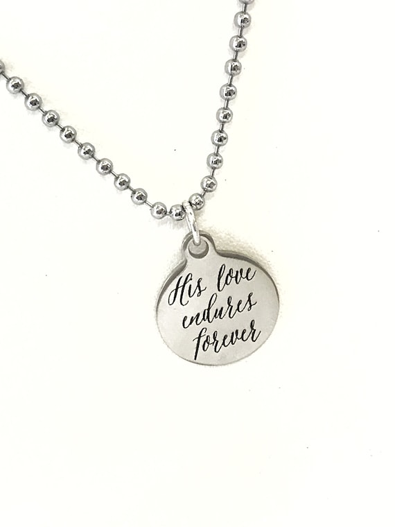 Christian Son Gift, Christian Necklace, His Love Endures Forever Necklace, Son Necklace Scripture Gift, Christian Gift For Son, Psalm 136