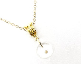 Halsband med senapfrön, halsband med senapfrön, runt hänge med senapfrön, tro med senapfrön, halsband med senapfrön, present till henne