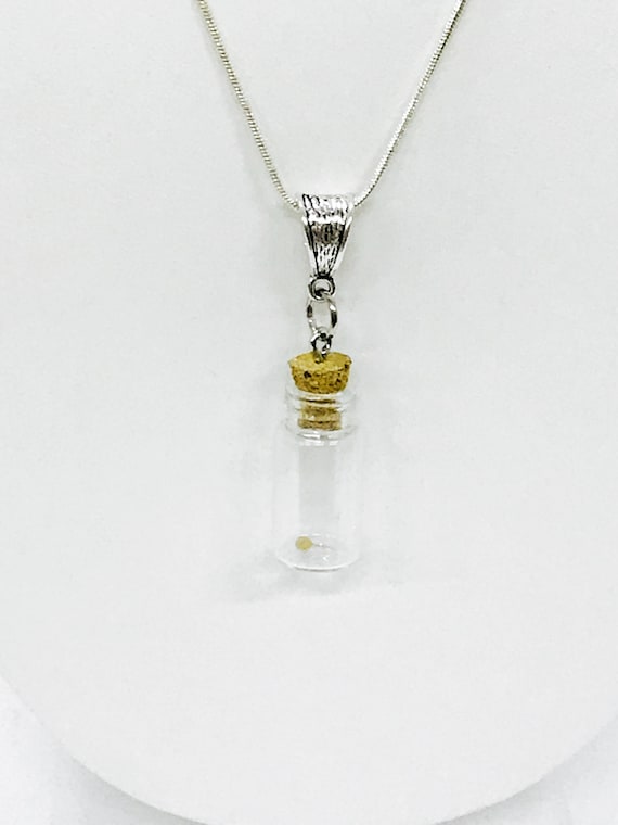 Mustard Seed Necklace with Glass Vial Pendant on Silver Chain, Luke 17:6 Bible Verse Jewelry, Motivational Graduation Gift for Her