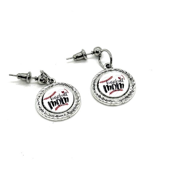 Baseball Mom Charm Earrings, Baseball Mom Gifts, Wife, My Son Is A Baller, My Favorite Baseball PLayer, Team Moms, Moms Group, Gift For Her
