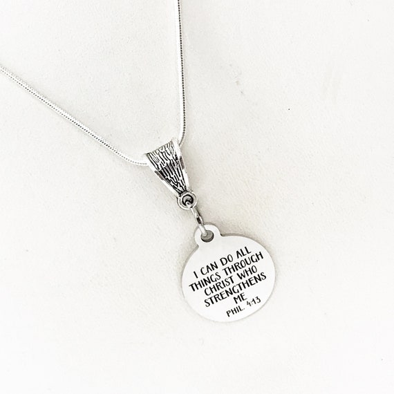 Scripture Gift, I Can Do All Things Through Christ Who Strengthens Me Necklace, Philippians 4 13, Bible Verse Gift, Scripture Quote