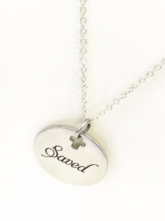 Christian Necklace, Saved Necklace, Christian Jewelry, Christian Gifts, Cross Necklace, Saved By Grace Through Faith Necklace, Baptism Gift