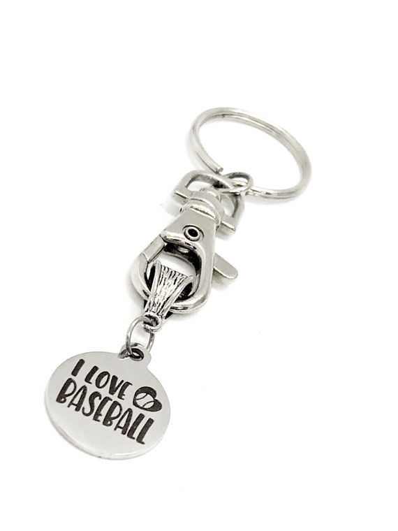 Baseball Keychain, I Love Baseball Keychain, Baseball Girlfriend, Baseball Mom Gift, Girlfriend Gift, Baseball Charm, Gift For Mom