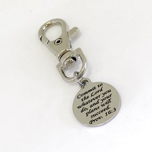 Christian Charm, Proverbs 16 3 Charm, Scripture Charm, Christian Gifts, Commit To The Lord Scripture, Christian Bag Charm, Bible Bag Charm