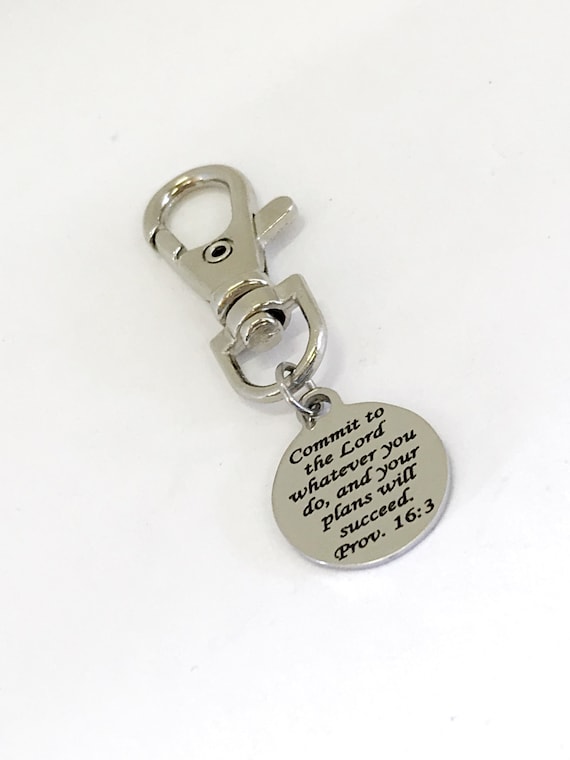 Christian Charm, Proverbs 16 3 Charm, Scripture Charm, Christian Gifts, Commit To The Lord Scripture, Christian Bag Charm, Bible Bag Charm