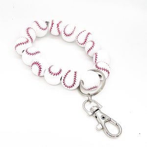 Perlen Baseball Schlüsselbund Armband, Holzperle Schlüsselbund Armband, Perlen Armband, Baseball Perlen Schlüsselbund, Baseball Mama Geschenke
