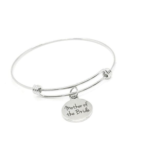 Mother Of The Bride Stainless Steel Charm Bracelet Wedding Gift For Mom Bride Keepsake Jewelry 19mm Round Heartfelt Sentimental