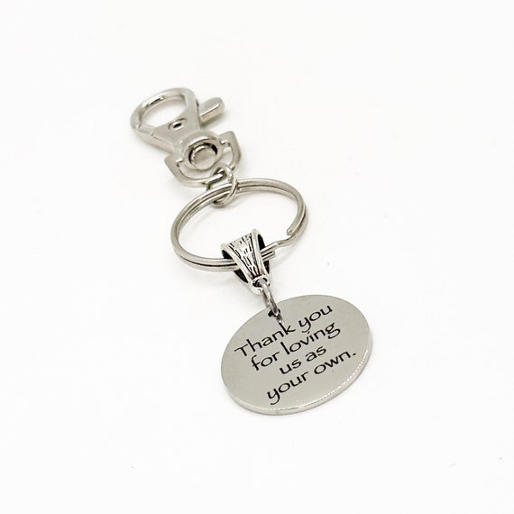 Thank You For Loving Us As Your Own Charm Clip On Keychain, Stepmom Gift, Stepdad Gift, Bonus Mom, Bonus Dad, Teacher Gift, Foster Mom Gift