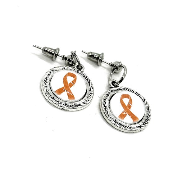 Orange Ribbon Earrings, Awareness, Orange Ribbon Charm, Melanoma Awareness, Leukemia, Cultural Diversity, Kidney Cancer, Suicide Prevention