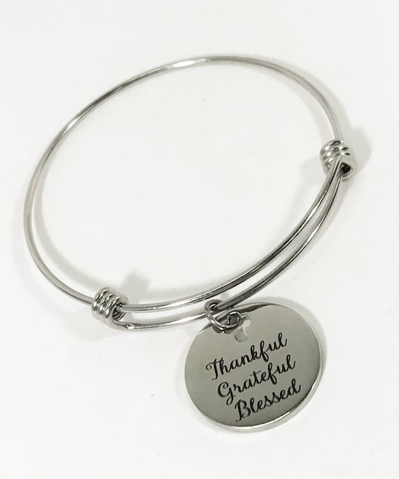 Thankful Grateful Blessed Bracelet, Thankful For You Jewelry, Thankful Grateful Blessed Jewelry, Thankful Grateful Blessed Gift For Her
