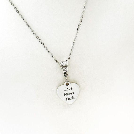 Love Never Ends Charm Pendant Necklace, Wedding Gift, Wife Gift, Daughter, Girlfriend, Anniversary Gift, Valentines Day, Birthday Gift