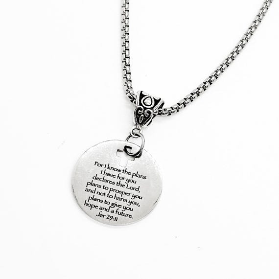 God Has Plans For You Necklace, Jeremiah 29 11, Scripture Jewelry, Hope for A Future, Bible Verse, Daughter Gift, Recovery Gift