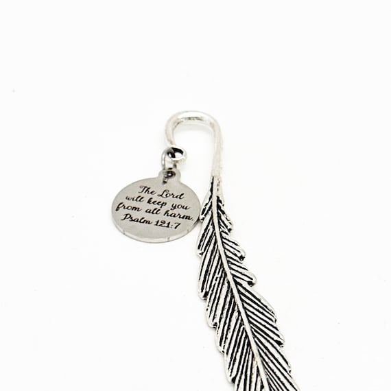 The Lord Will Keep You From All Harm Charm Feather Stem Bookmark, Psalm 121 7, Protection Gift, Student Gift, Going To College, Faith Gift