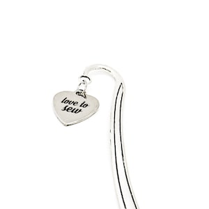 Love To Sew Charm Bookmark, Seamstress Gift, Sewing Friend, Sewing Circle, Sewing Group, Mom Gift, Wife Gift, Grandma Gift, Friend Gift