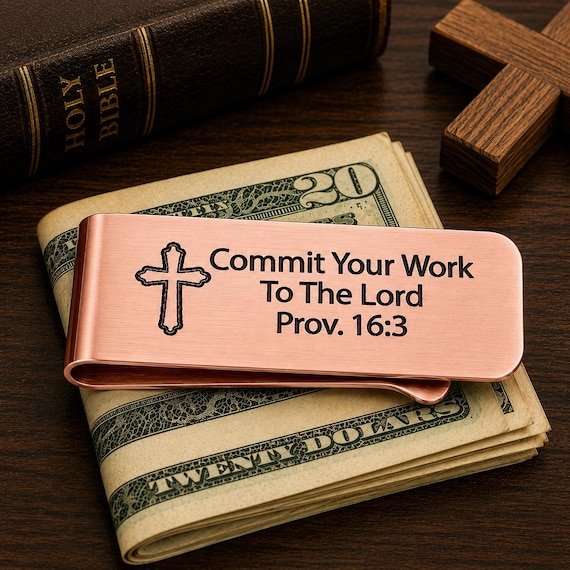 Commit Your Work To The Lord Rose-Gold Money Clip