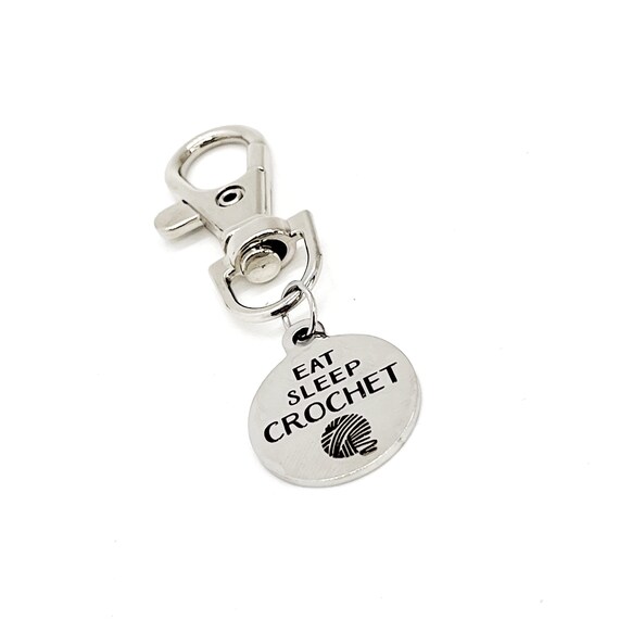 Crochet Buddy Gift, Eat Sleep Crochet Clip On Charm, Crochet Bag Charm, Wife Gift, Mom Gift, Grandma Gift, Gift For Her, Crocheting Gifts