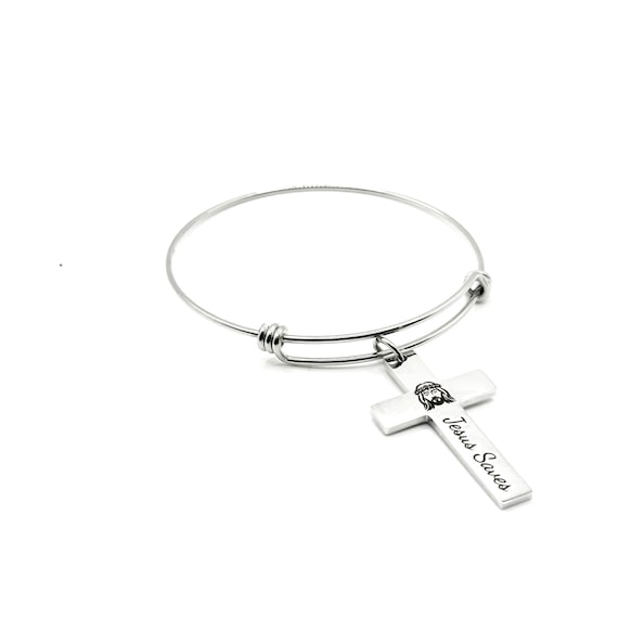 Jesus Saves Cross Charm Bracelet