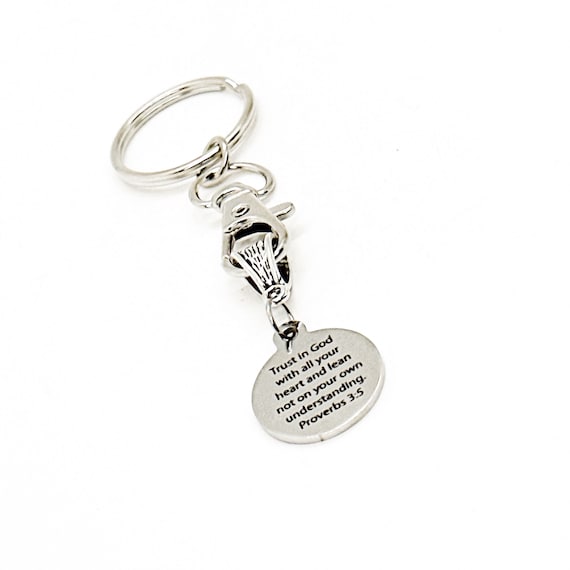 Trust In God With All Your Heart Charm Keychain, Proverbs 3 5, Lean Not On Your Own Understanding, Faith Gift, Baptism Gift, College Gift