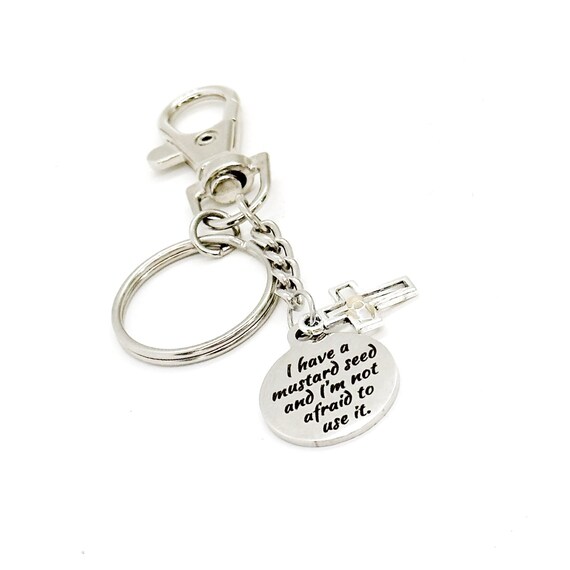I Have A Mustard Seed Cross Charm Keychain, Matthew 17 20, Mustard Seed Faith Gifts, Christian Gift, Encouraging Gift, Sunday School