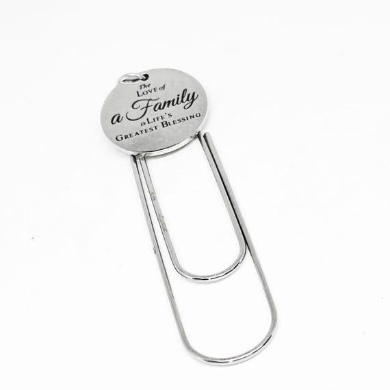 The Love Of A Family Is Lifes Greatest Blessing Stainless Steel Engraved Charm Paperclip Bookmark