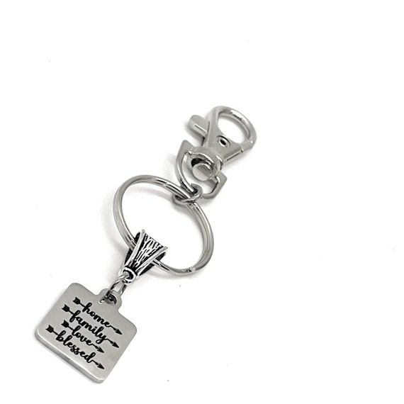 Home Family Love Blessed Keychain, New Home Gift, New House Gift, Gift From Realtor, Wedding Gift, Wife Gift, Gift For Her, Clip On Keychain