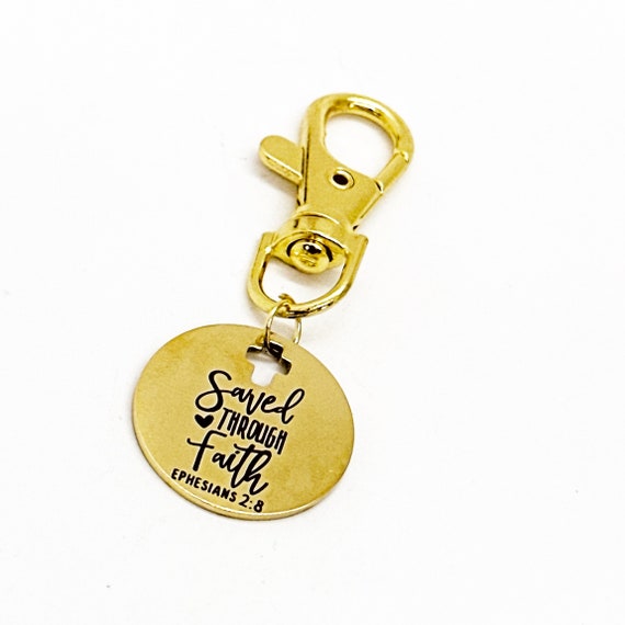 Faith Gift, Saved Through Faith Clip On Charm, Ephesians 2 8, Scripture Gift, Christian Gifts, Baptism Gift, Confirmation Gift, Bulk Charm