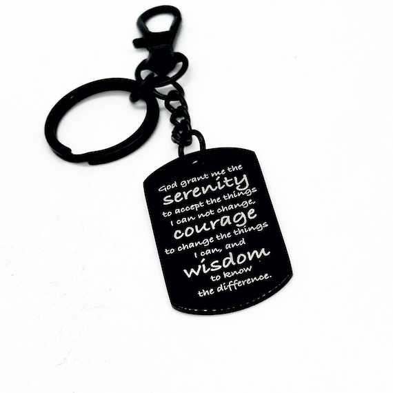 Serenity Prayer Black Charm Clip-On Key Chain, Serenity Prayer Charm, Serenity Prayer Key Ring, Recovery Gift, Difficult Times Gift