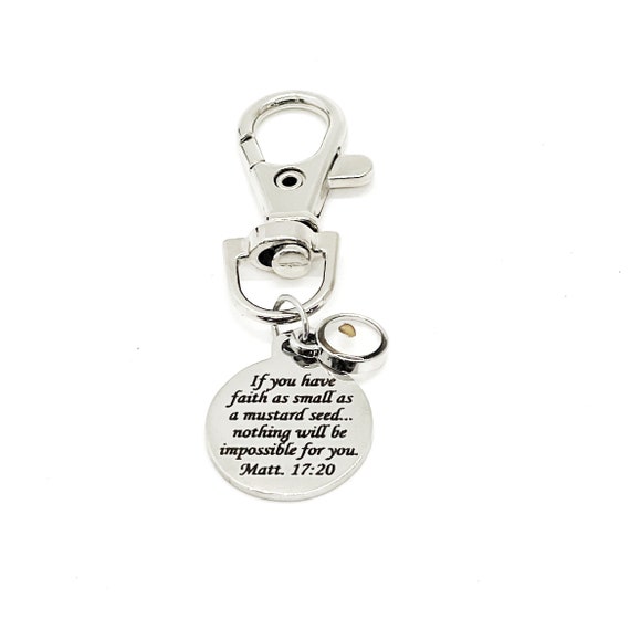 Genuine Mustard Seed Faith Clip On Charm With Scripture Engraving