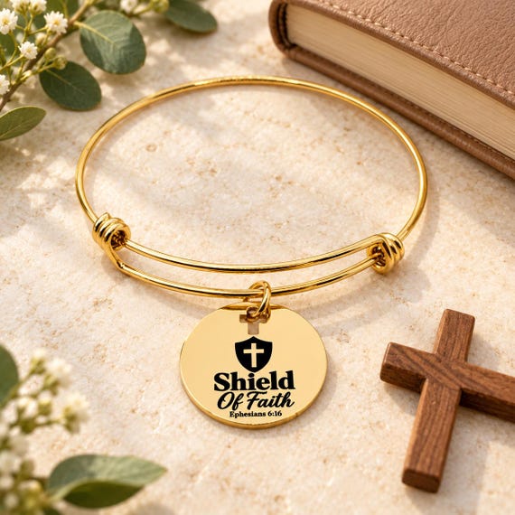 Shield Of Faith Goldtone Charm Bracelet