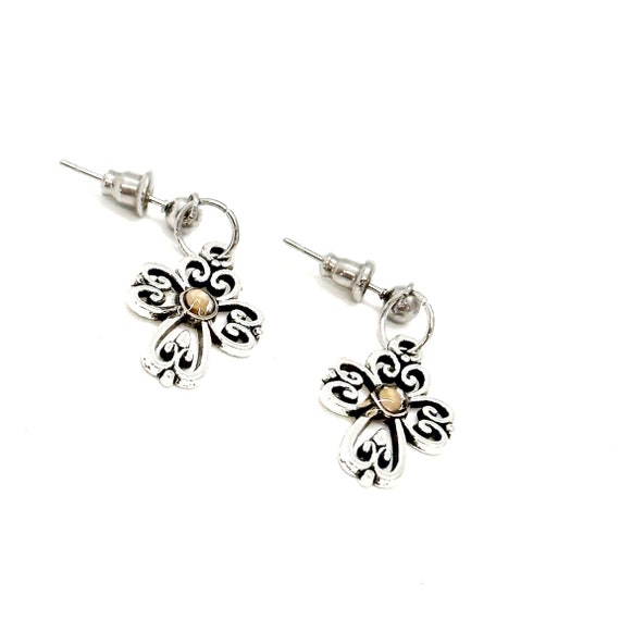 Mustard Seed Silvertone Small Cross Earrings,  Mustard Seed Jewelry, Matthew 17 20, Christian Jewelry, Bible Verse Gift, Scripture, Faith