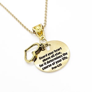 Schriftcadeau, Bewaak je hart boven alles ketting, Spreuken 4 23 Ketting, Cadeau voor haar, Dochtercadeau, Kleindochtercadeau